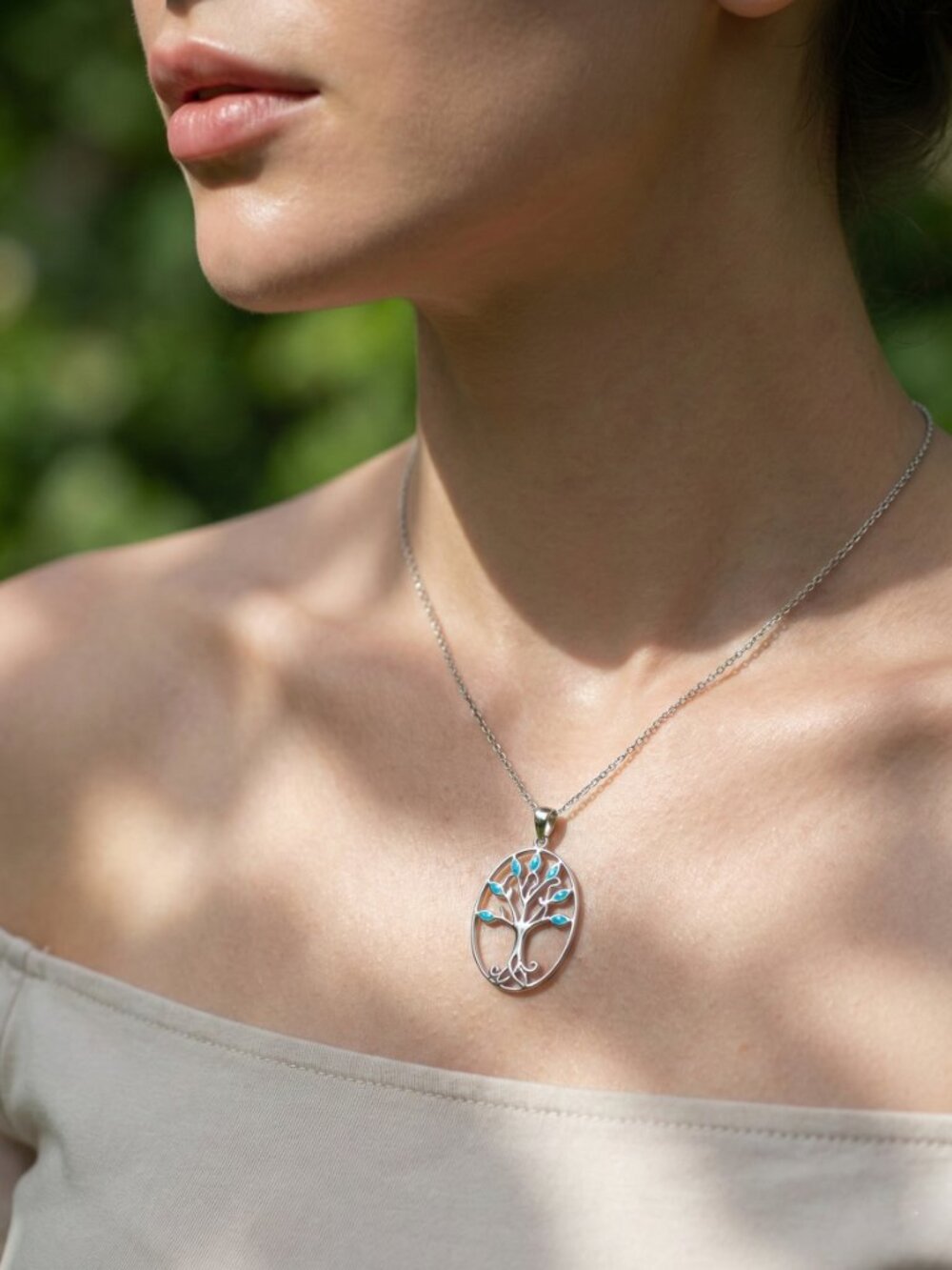 925 Sterling Silver FIRE OPAL NECKLACE, Opal Tree Pendant Necklace